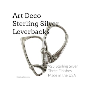 1 Pair Sterling Silver or Antique Sterling Silver Art Deco Leverback Ear Wires - Made in the USA