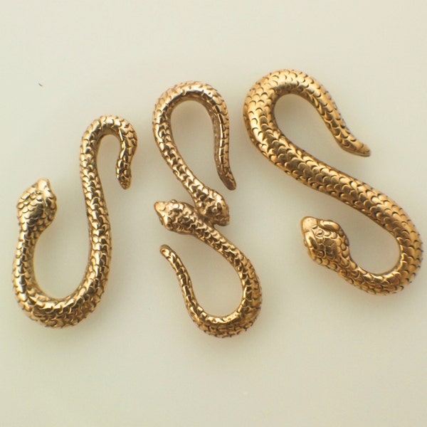 1 Cast Bronze Snake S-Hook Clasp - You Pick Style - Made in the USA - 100% Guarantee