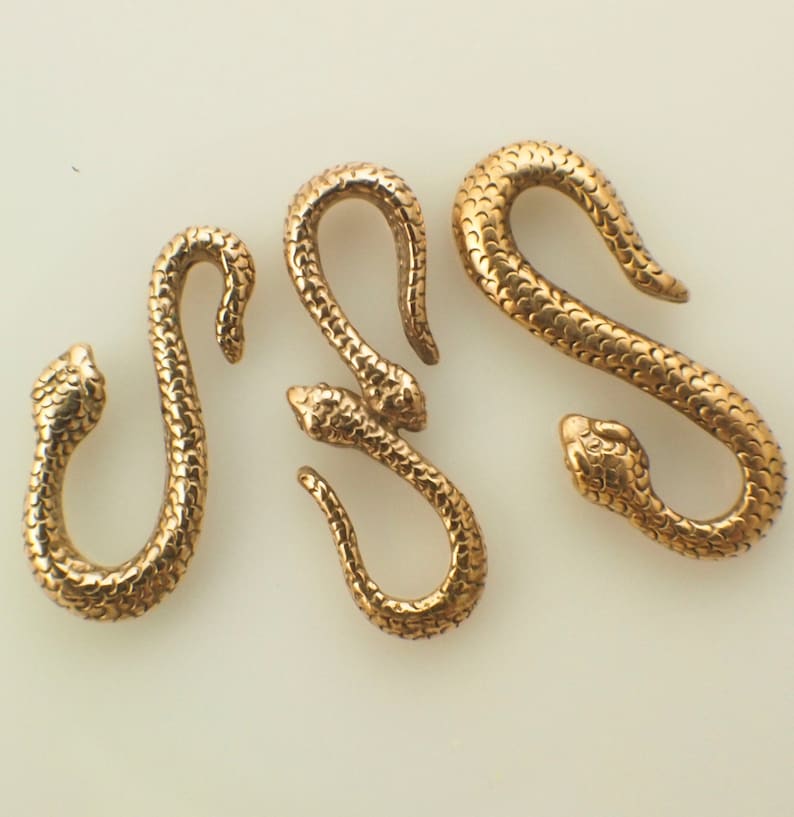 1 Cast Bronze Snake S-Hook Clasp You Pick Style Made in the USA 100% Guarantee image 1