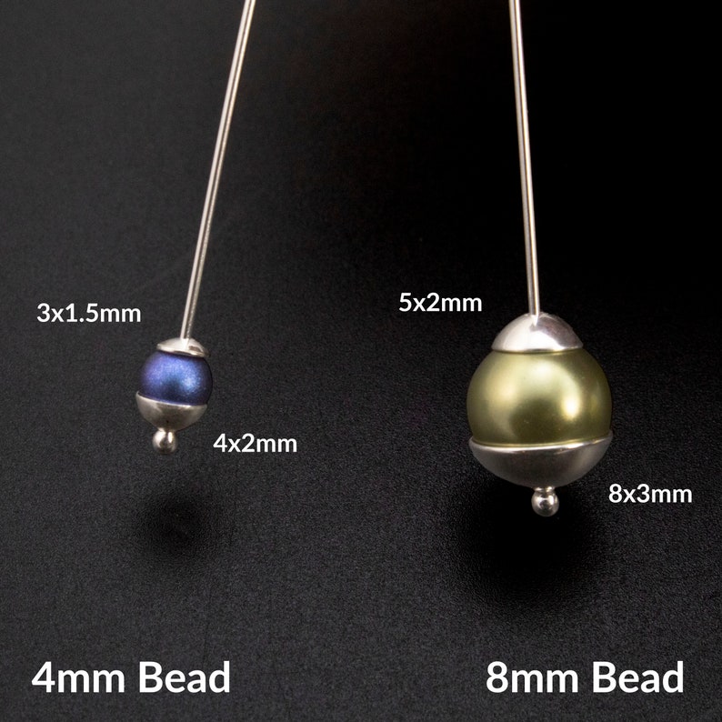 Round Sterling Silver Bead Caps 2.5mm, 3mm, 4mm, 5mm, 8mm, 10mm in Shiny, Antique Silver or Black Silver Finish image 6