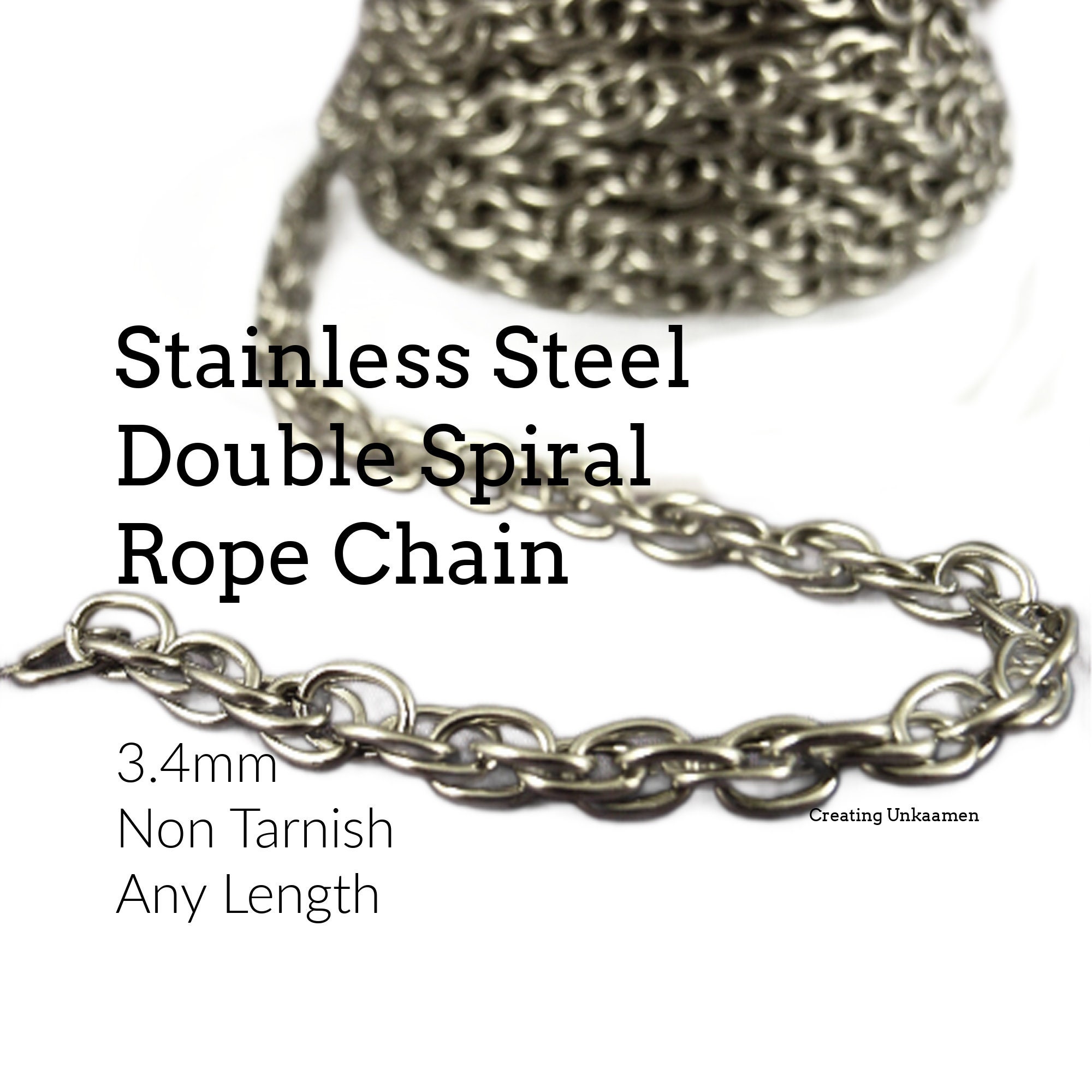 Cable Chain 3mm Surgical Stainless Steel (Priced per Foot)
