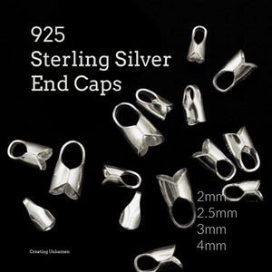 2 embouts de cordon en argent sterling : 2 mm, 2,5 mm, 3 mm, 4 mm - Fabriqués aux États-Unis