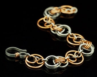 Tutorial Bracelet Crop Circles Stainless Steel and Copper Chainmaille Instructions