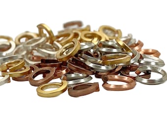 Jump Rings 25 Square 18 gauge Silver Plate, Gold Color, Titanium Colored, Antique Copper, Non Tarnish Copper, Vintage Bronze