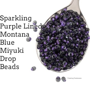 Miyuki DPF-58 Sparkling Purple Lined Montana Blue Drop Beads - 3.4mm Glass Fringe - 100% Guarantee