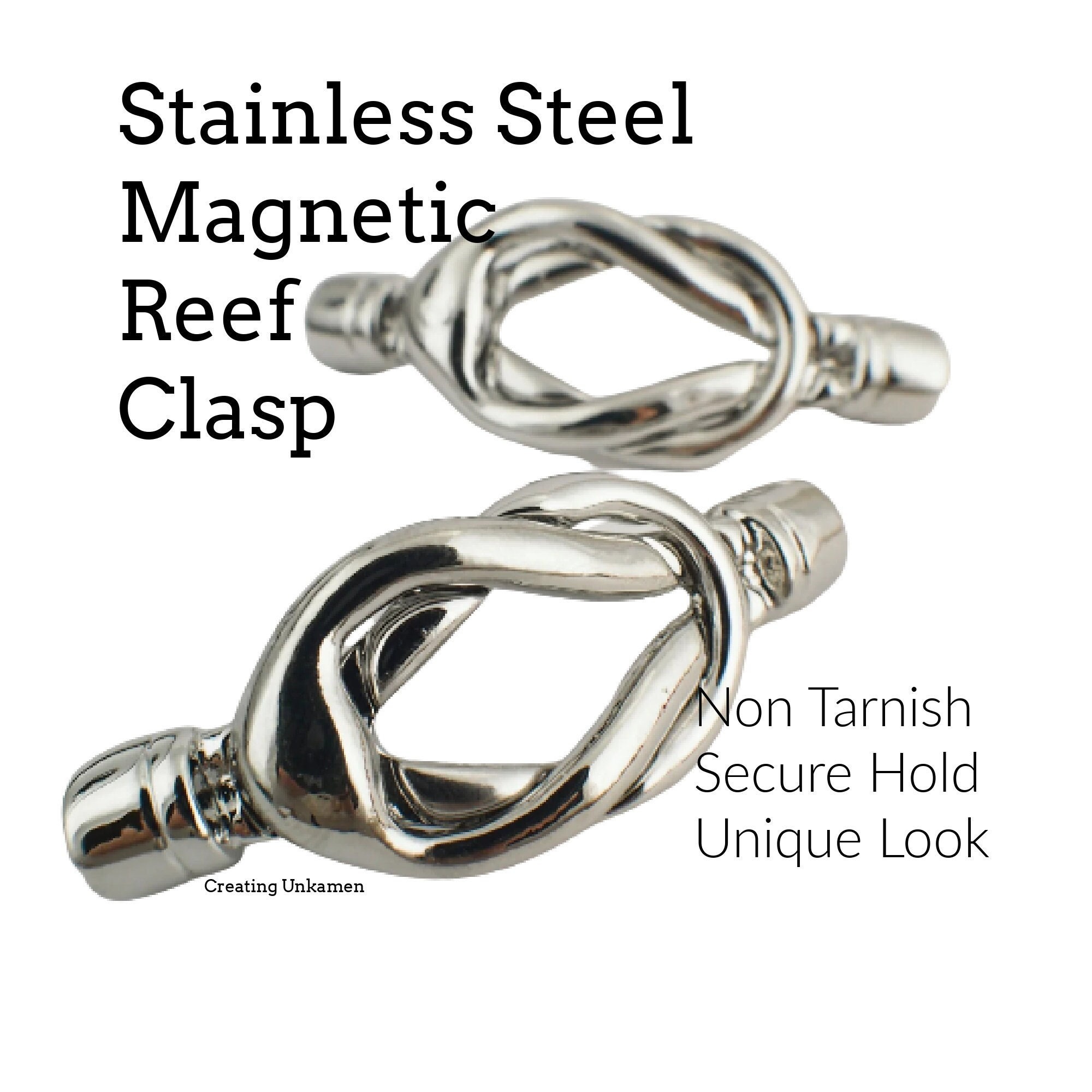 1 Magnetic Reef Knot Clasp in Stainless Steel 100% Guarantee 