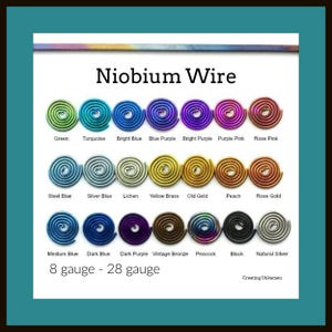 Niobium Wire - Hypoallergenic - You Pick the Color - 8, 10, 12, 14, 16, 18, 20, 22, 24, 26 or 28 gauge -  100% Guarantee