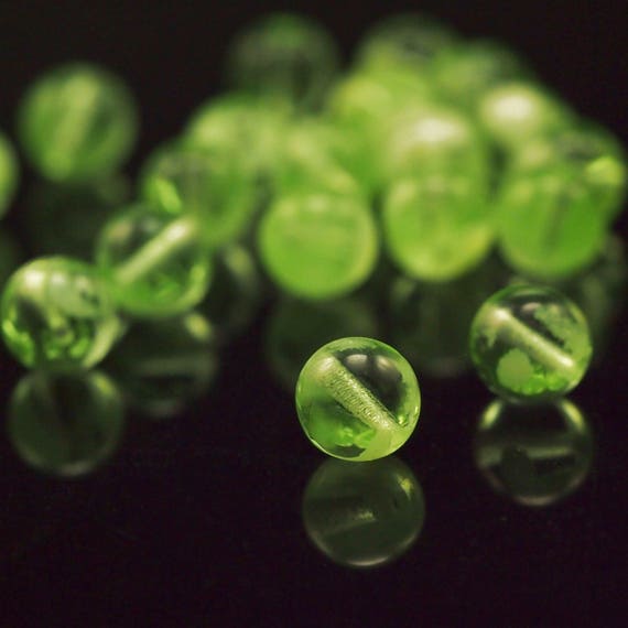 15 8mm Glow in the Dark Peridot Beads Czech Glass Rounds Etsy
