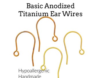 5 Pairs Hypoallergenic Titanium Ear Wires in 20 Anodized Colors