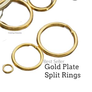 Förgyllda splitringar - Välj storlek - 5 mm, 8 mm, 10 mm, 12 mm, 15 mm, 20 mm, 24 mm, 28 mm ytterdiameter - Perfekt för nyckelringar och hundbrickor