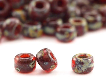 Miyuki 4503 Transparent Flame Red Picasso 6/0, 8/0, 11/0 Glass Seed Beads - 100% Guarantee