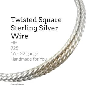 Twisted Square Wire 1/4 Troy Ounce HH Sterling Silver - Half Hard - 14, 16, 18, 20, 21, 22 Gauge -  Made in the USA