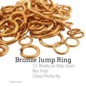 Jump Rings 50 Solid Bronze 16, 18, 20 Gauge or Sampler Handmade in the USA