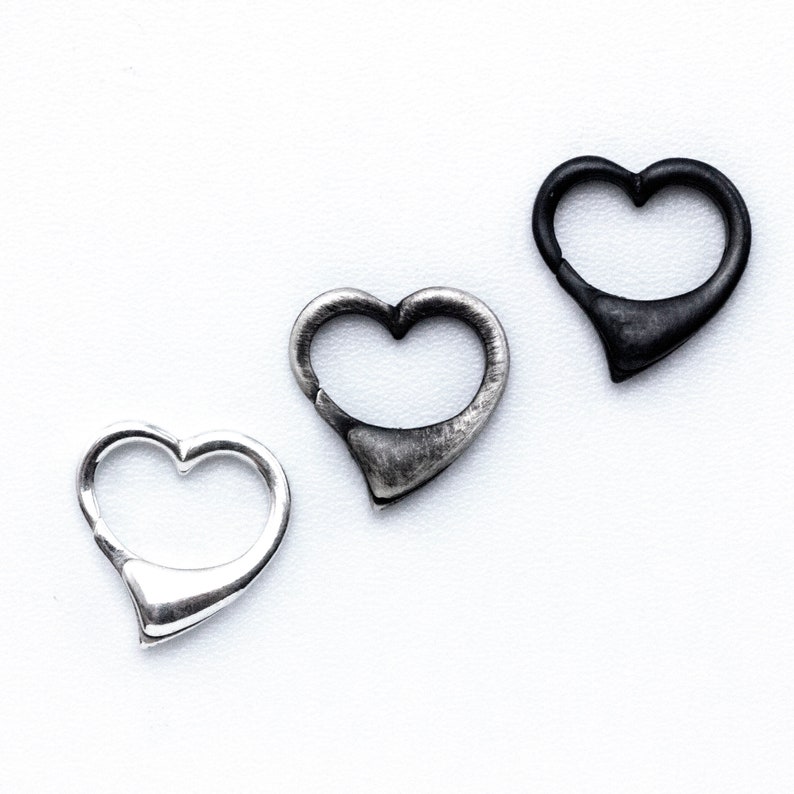 1 Sterling Silver Heart Lobster Clasp Triggerless Simply Stunning 13.5mm Shiny, Antique or Black Best Commercially Made image 4