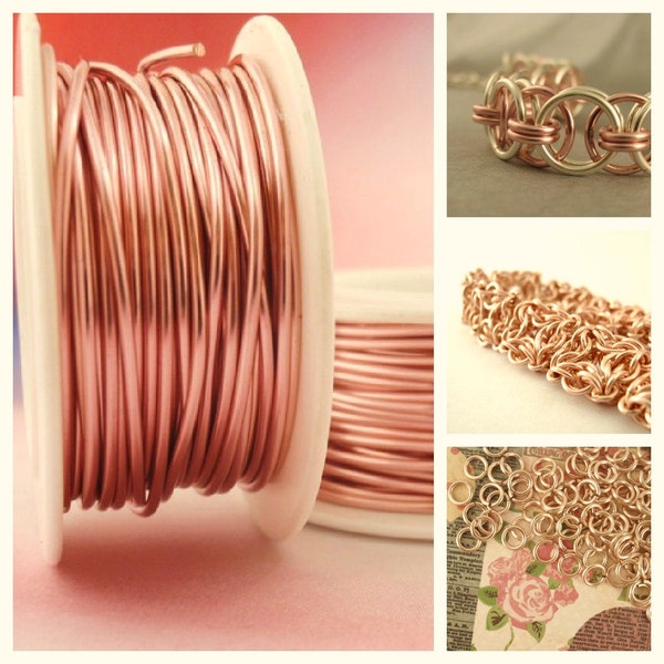 Rose Gold Colored Wire - Enameled Coated Copper - 100% Guarantee - YOU Pick the Gauge 14, 16, 18, 20, 21, 22, 24, 26, 28, 30, 32