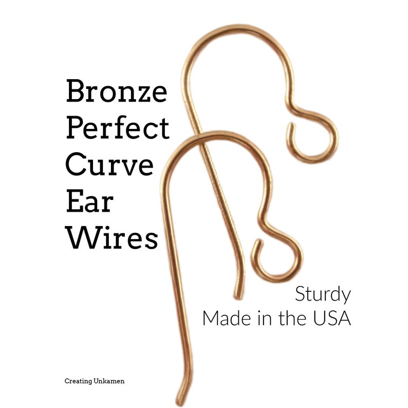 5 Pairs Solid Bronze Perfect Curve Ear Wires 20 gauge 100% Guarantee image 1