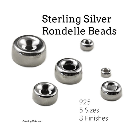 Sterling Silver Rondelle Beads in 3mm 4mm 6mm 7mm 8mm Polished