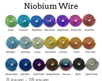 Alambre de niobio - Hipoalergénico - Elige el color - Calibre 8, 10, 12, 14, 16, 18, 20, 22, 24, 26 o 28 - 100% de garantía