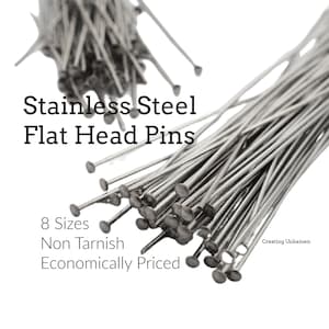 50 Economical Flat Head Pins Stainless Steel - 21 gauge or 24 gauge - 1, 1 1/2, 2, 3, 4 inch - 100% Guarantee