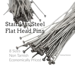 50 Economical Flat Head Pins Stainless Steel 21 gauge or 24 gauge 1, 1 1/2, 2, 3, 4 inch 100% Guarantee image 1