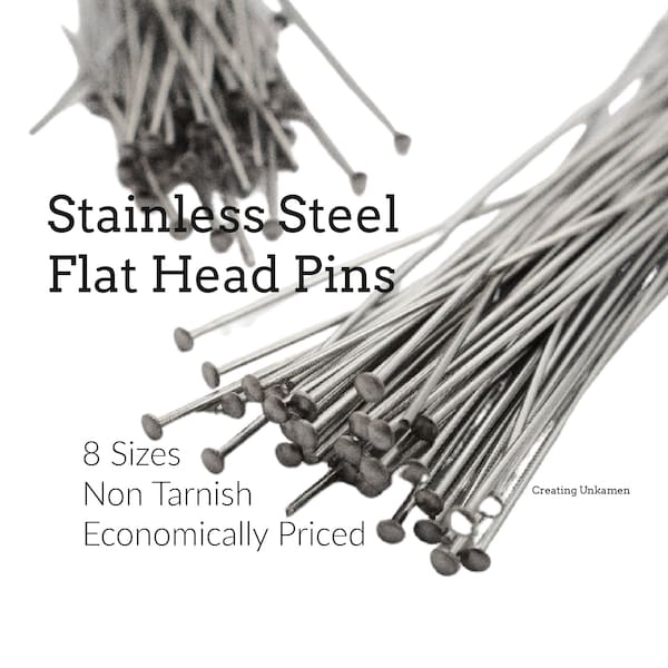 50 Economical Flat Head Pins Stainless Steel - 21 gauge or 24 gauge - 1, 1 1/2, 2, 3, 4 inch - 100% Guarantee