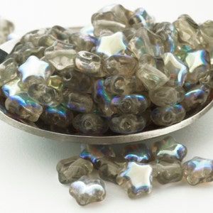15 Star Beads Black Diamond AB Czech Pressed Glass 6mm 100% Guarantee image 7