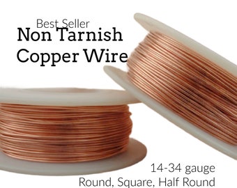 Non Tarnish Copper Wire - 100% Guarantee You Pick Gauge 14, 16, 18, 20, 21, 22, 24, 26, 28, 30, 32, 34
