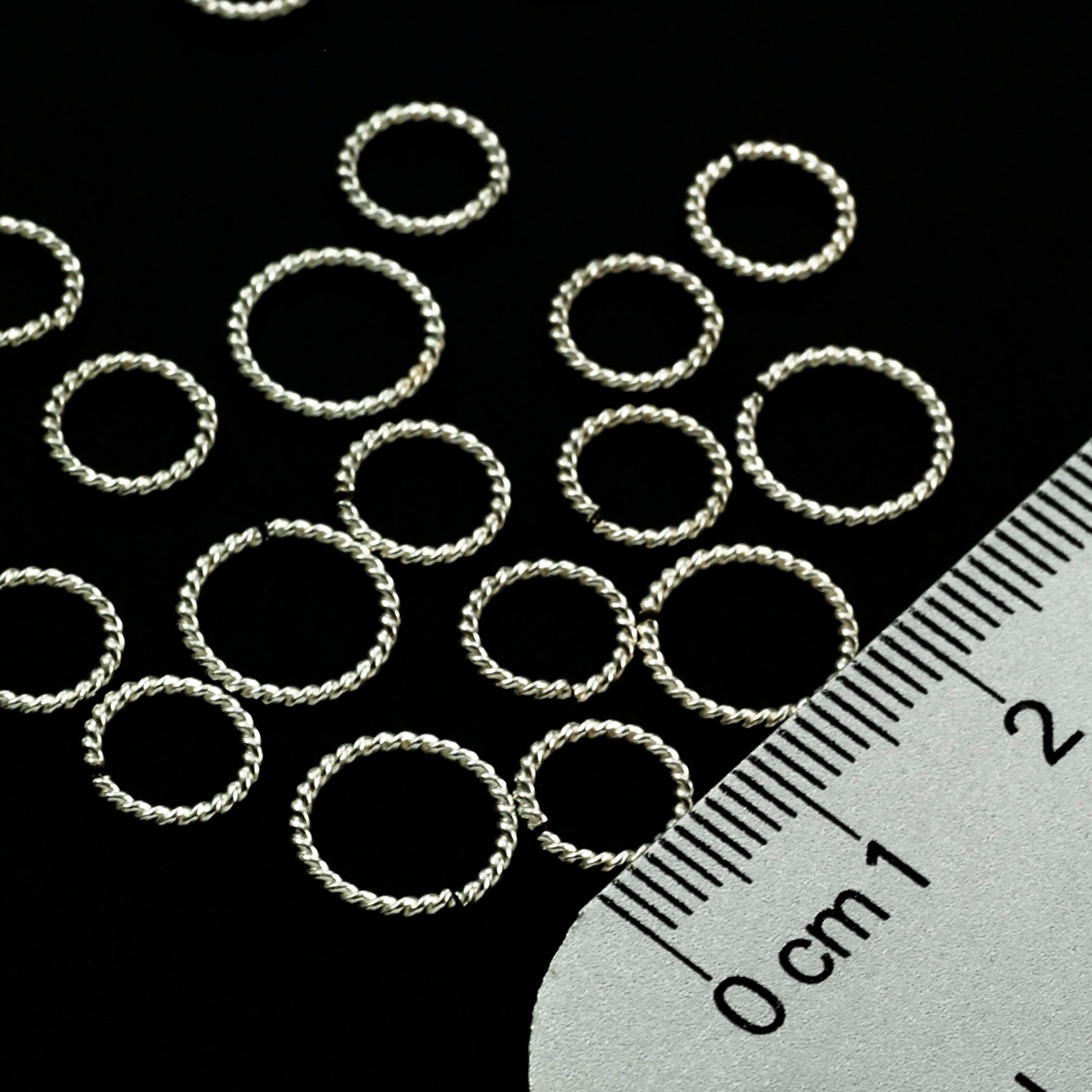 Jump Rings 10 Twisted Round Sterling Silver 11 Sizes In 14, 16, 18 And 21 Gauge - Shiny, Antique Or Black Finish - Foto 3