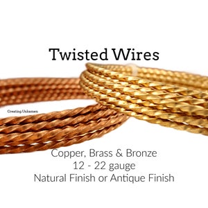 Twisted Wire - Brass, Copper, Bronze - 12, 14, 16, 18, 20, 21, 22 gauge -  Natural and Antique Finishes
