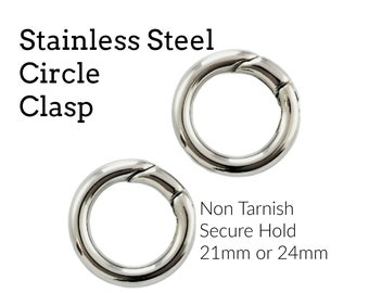 Clasp 1 Stainless Steel Round Circle Triggerless - 20mm or 24mm - 100% Guarantee