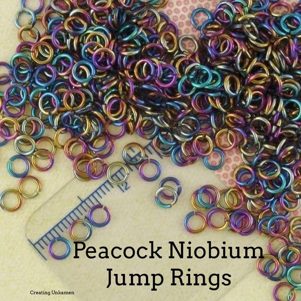 Anodized Niobium Jump Rings, Peacock Rainbow, 100 Custom Handmade
