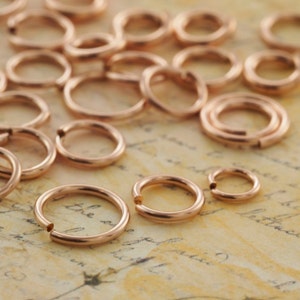 50 14kt Rose Gold Filled Jump Rings 12, 14, 16, 18, 20, 24, 26 gauge and You Pick Diameter Handmade image 1