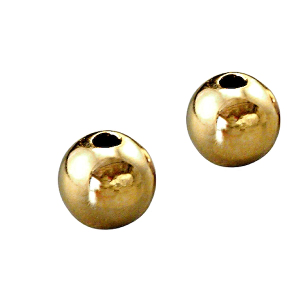 2 - Cuentas redondas lisas de oro macizo de 14kt - 2 mm, 2,5 mm, 3 mm, 4 mm, 5 mm, 6 mm, 8 mm - pared delgada o gruesa