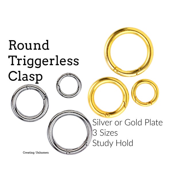 Clasp 1 Round Triggerless in Silver Plate, Gold Plate - 25mm, 37mm or 44mm - 100% Guarantee