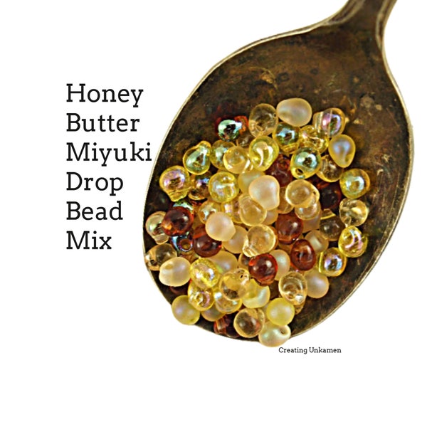 Miyuki Honey Butter Drop Seed Bead Mix - Colorful Ambers and Yellows Fringe Sampler or Any Color in Mix