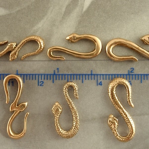 1 Cast Bronze Snake S-Hook Clasp You Pick Style Made in the USA 100% Guarantee image 2