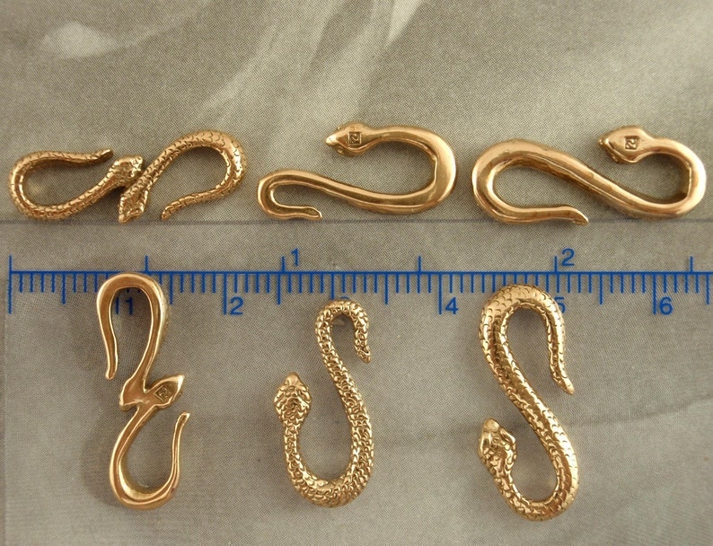 1 Cast Bronze Snake S-Hook Clasp You Pick Style Made in the USA 100% Guarantee image 2