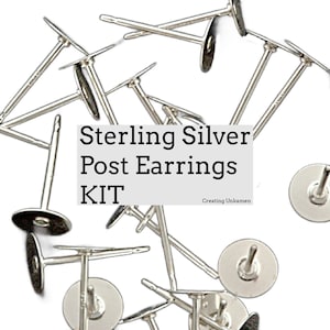 Post Earrings Kit or A La Cart Sterling Silver Makes 5 Pairs - 1mm, 2.5mm, 4mm, 5mm,  6mm, 9.6mm Pad - Made in the USA