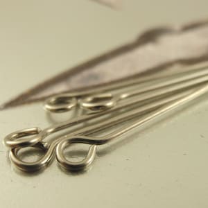 10 Nickel Free Stainless Steel or Niobium Eye Pins - Hypoallergenic Handmade in 18, 20, 22, 24, 26, 28 gauge and 1, 2, 3, 4, inches