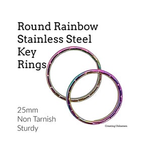 5 ronde regenboogsleutelhangers 31 mm, zien er goed uit, zijn duurzaam en stevig