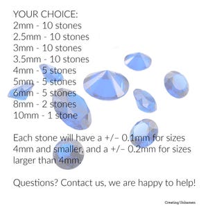 Blue Spinel Round Faceted CZ Gemstone Ethical Alternative for Sapphires 2mm, 2.5mm, 3mm, 3.5mm, 4mm, 5mm,, 6mm, 8mm, 10mm image 3
