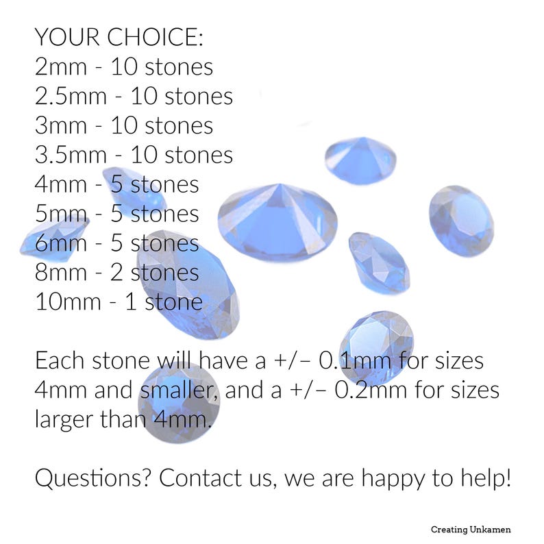 Blue Spinel Round Faceted CZ Gemstone Ethical Alternative for Sapphires 2mm, 2.5mm, 3mm, 3.5mm, 4mm, 5mm,, 6mm, 8mm, 10mm image 3