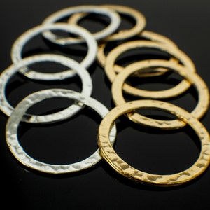 6 Premium Hammered Round Components - 27mm - Gold or Silver Plated - 100% Guarantee