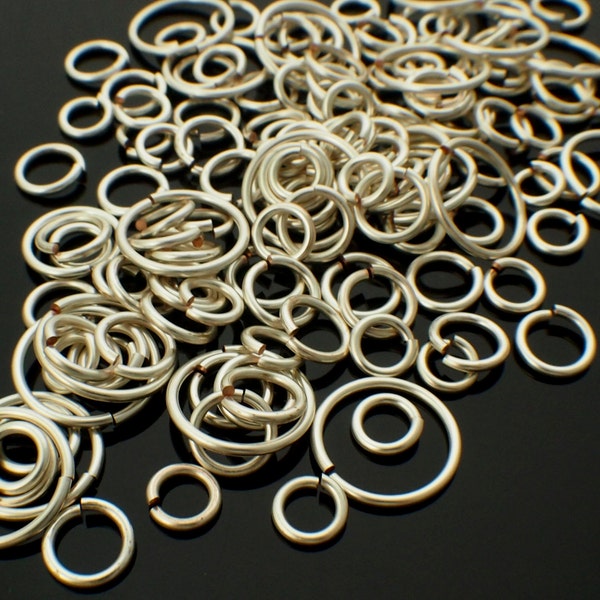 100 Silver Plated Jump Rings Non Tarnish Custom Handmade - You Pick Gauge 10, 12, 14, 16, 18, 20, 22, 24 Diameter