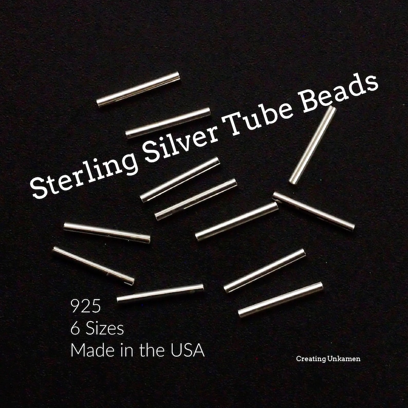 Pu&ograve; includere: Perle tubolari in argento sterling di varie dimensioni. Argento sterling 925. 6 dimensioni. Prodotto negli Stati Uniti. Creating Unkamen.