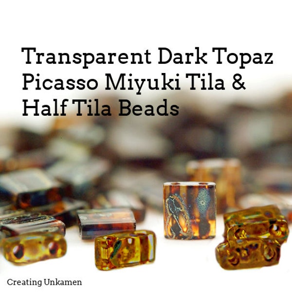 Topaze noire transparente Miyuki Tila & Half Tila Beads Picasso - Garantie 100 %