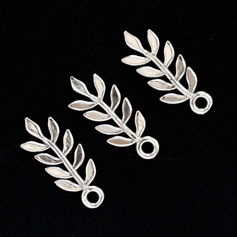 2 Simple Sterling Silver Leaf Charms 18mm X 7mm