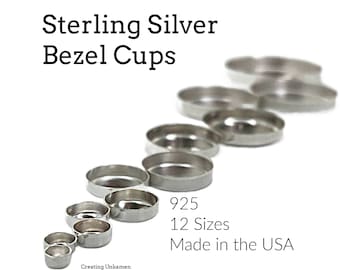 Sterling Silver Plain Round Bezel Cups - 3mm, 4mm, 5mm, 6mm, 8mm, 10mm, 12mm, 14mm, 16mm, 18mm, 20mm, 25mm Made in the USA