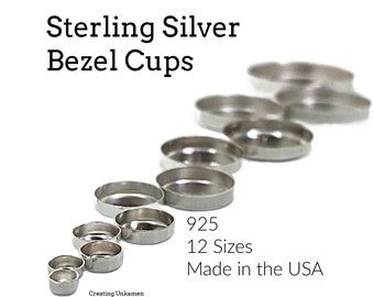 Sterling Silver Plain Round Bezel Cups - 3mm, 4mm, 5mm, 6mm, 8mm, 10mm, 12mm, 14mm, 16mm, 18mm, 20mm, 25mm Made in the USA