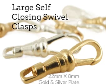 4 Large Self Closing Swivel Clasps - Triggerless - 22mm X 8mm - Silver Plated or Gold Plated - 100% Guarantee